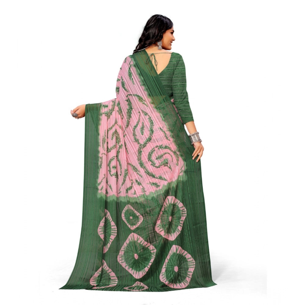 Vaystra Georgette Printed Saree With Unstitched Blouse – Green
