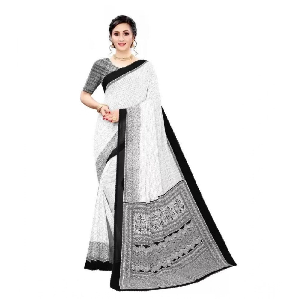 Vaystra Georgette Printed Saree With Unstitched Blouse – Black