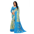 Vaystra Georgette Printed Saree With Unstitched Blouse – Skyblue