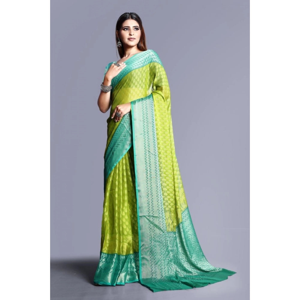 Vaystra Viscose Rayon Printed Saree With Unstitched Blouse – Green