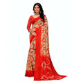 Vaystra Georgette Printed Saree With Unstitched Blouse – Red