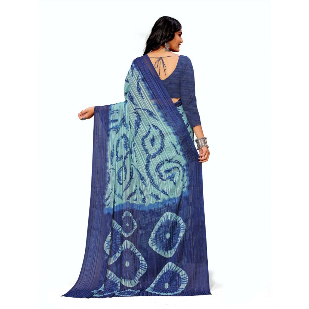 Vaystra Georgette Printed Saree With Unstitched Blouse – Blue