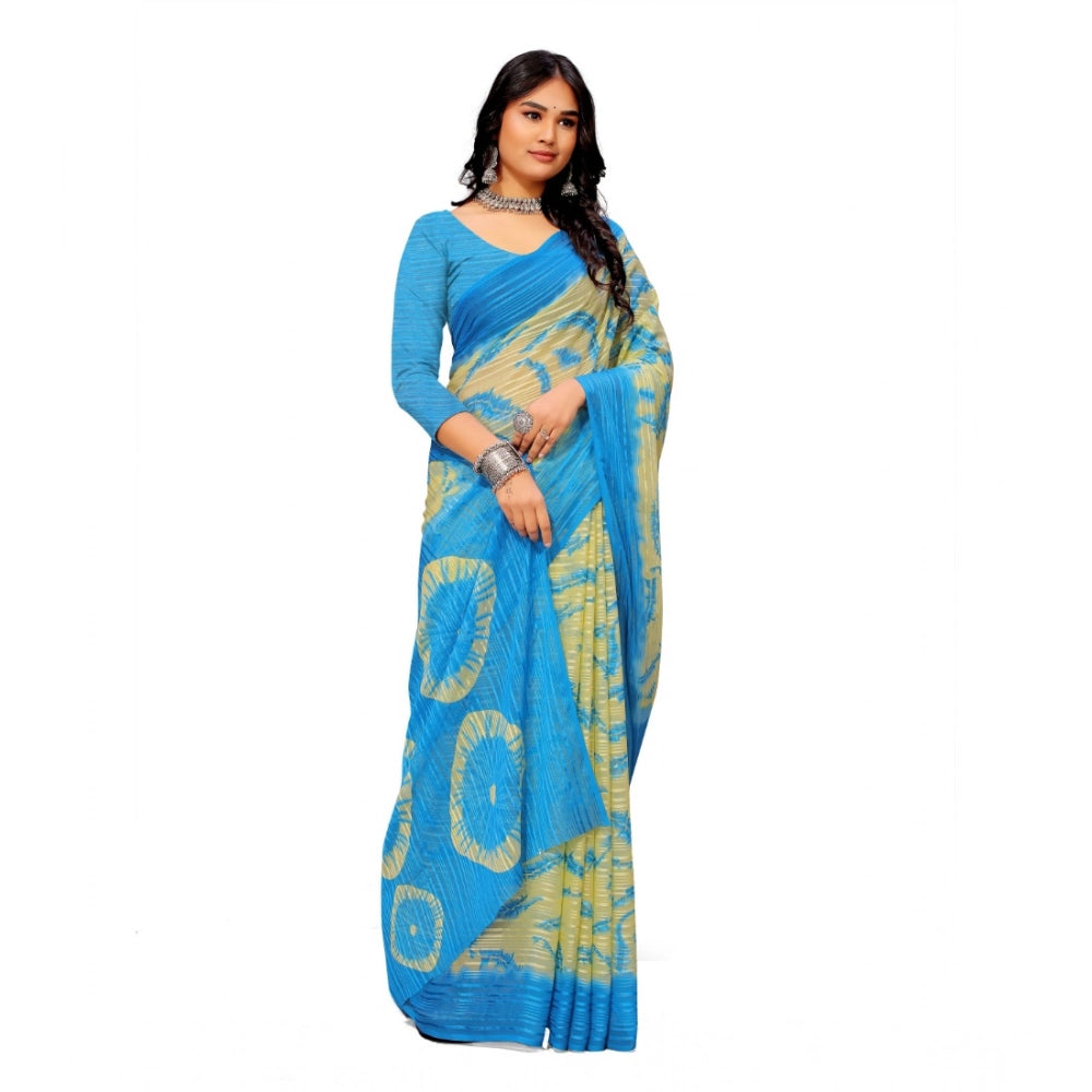 Vaystra Georgette Printed Saree With Unstitched Blouse – Skyblue