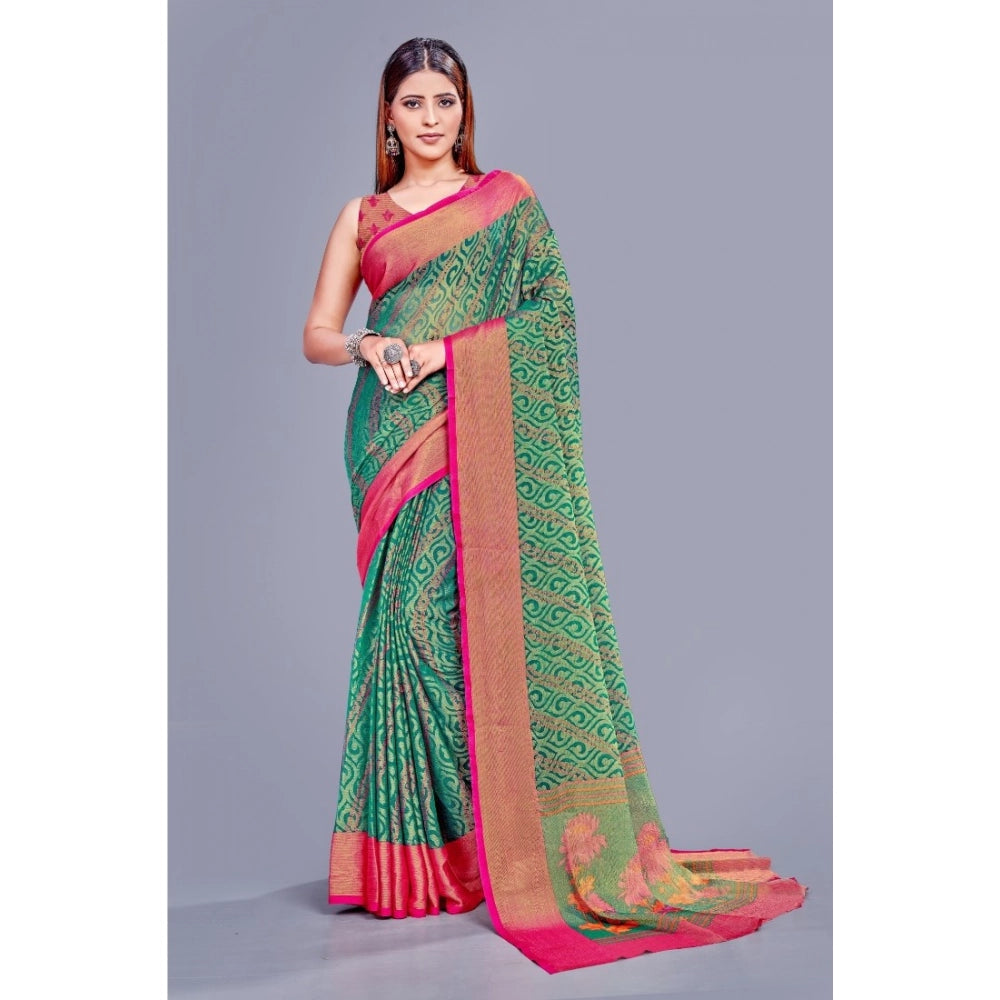 Vaystra Viscose Rayon Printed Saree With Unstitched Blouse – Rama