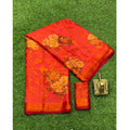 Vaystra Viscose Rayon Printed Saree With Unstitched Blouse – Red