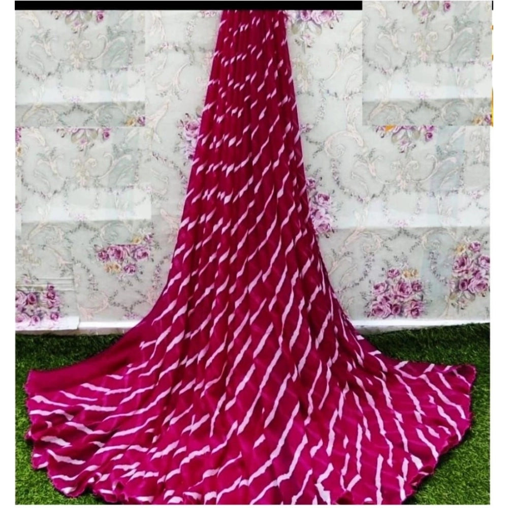 Vaystra Georgette Printed Saree With Unstitched Blouse – Pink
