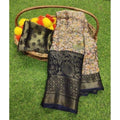 Vaystra Viscose Rayon Printed Saree With Unstitched Blouse – Navyblue