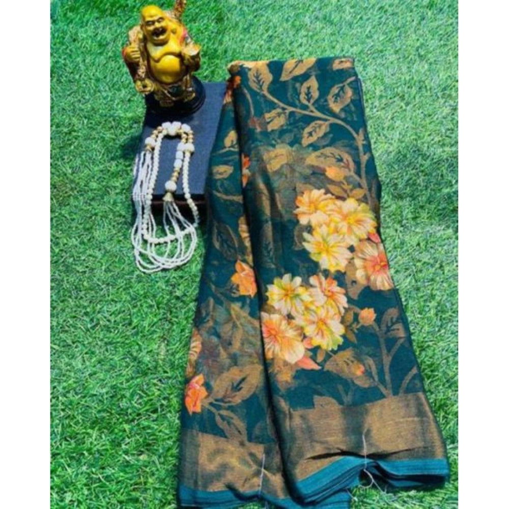 Vaystra Viscose Rayon Printed Saree With Unstitched Blouse – Rama