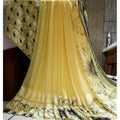Vaystra Satin Patta Printed Saree With Unstitched Blouse – Yellow