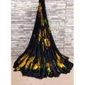 Vaystra Satin Patta Printed Saree With Unstitched Blouse – Yellow