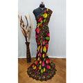 Vaystra Georgette Printed Saree With Unstitched Blouse – Black