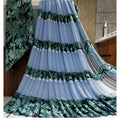Vaystra Satin Patta Printed Saree With Unstitched Blouse – Blue