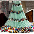 Vaystra Satin Patta Printed Saree With Unstitched Blouse – Skyblue