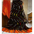 Vaystra Satin Patta Printed Saree With Unstitched Blouse – Orange