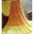 Vaystra Satin Patta Printed Saree With Unstitched Blouse – Yellow