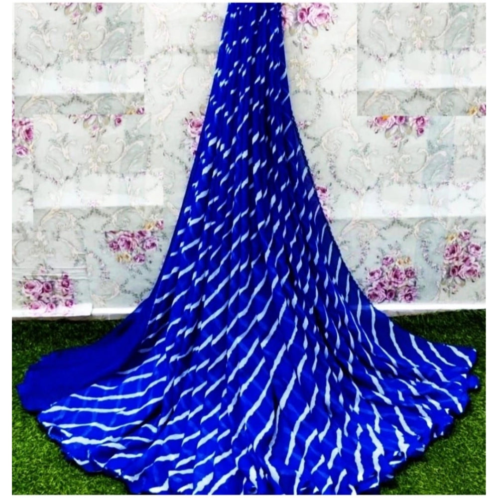 Vaystra Georgette Printed Saree With Unstitched Blouse – Blue