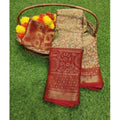 Vaystra Viscose Rayon Printed Saree With Unstitched Blouse – Red