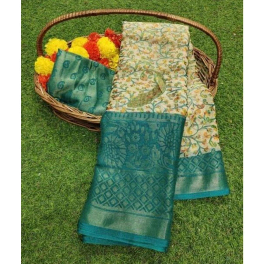 Vaystra Viscose Rayon Printed Saree With Unstitched Blouse – Skyblue