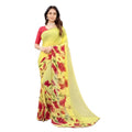 Vaystra Georgette Printed Saree With Unstitched Blouse – Yellow
