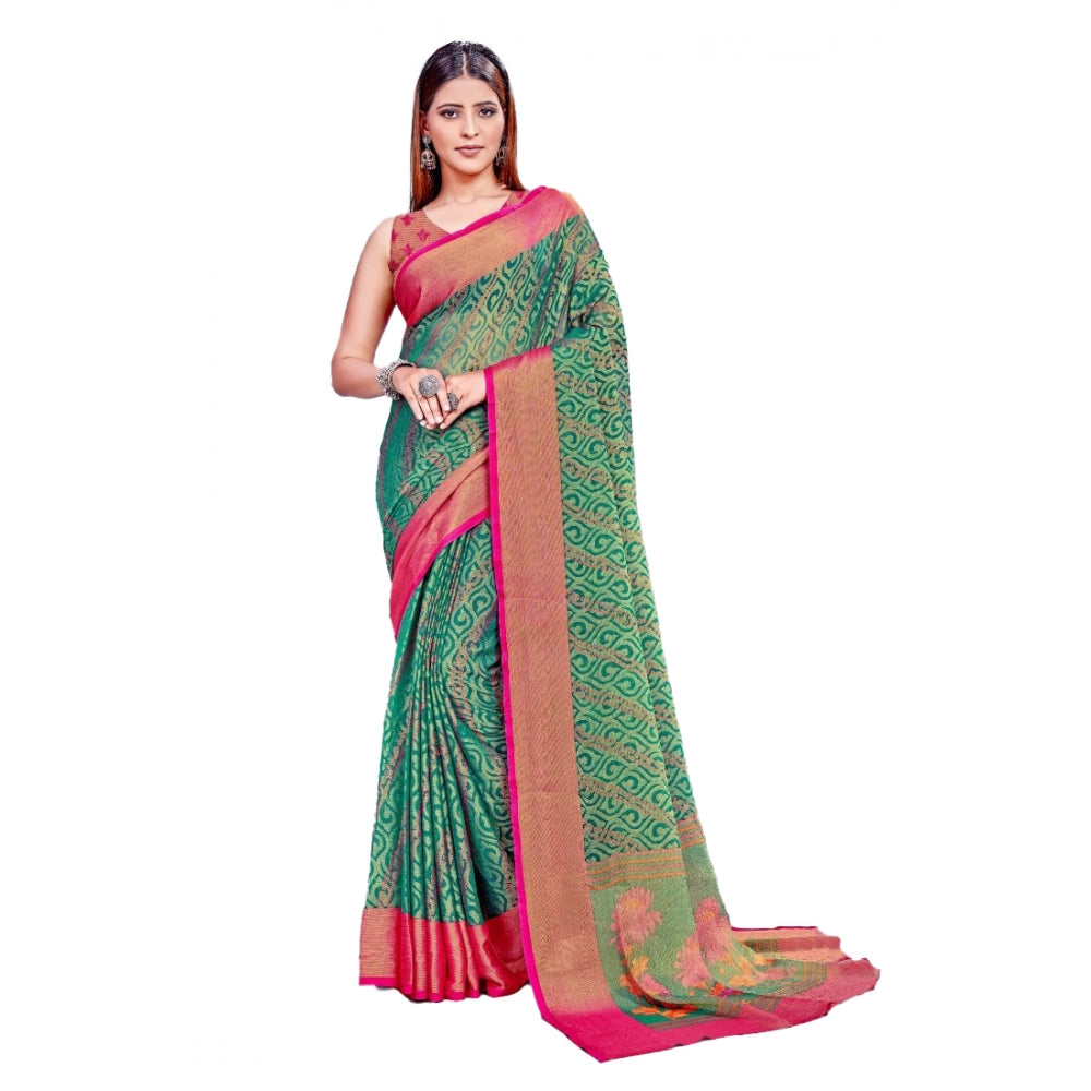 Vaystra Viscose Rayon Printed Saree With Unstitched Blouse – Rama