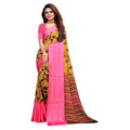 Vaystra Satin Patta Printed Saree With Unstitched Blouse – Pink