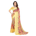 Vaystra Satin Patta Printed Saree With Unstitched Blouse – Yellow