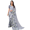 Vaystra Georgette Printed Saree With Unstitched Blouse – Grey
