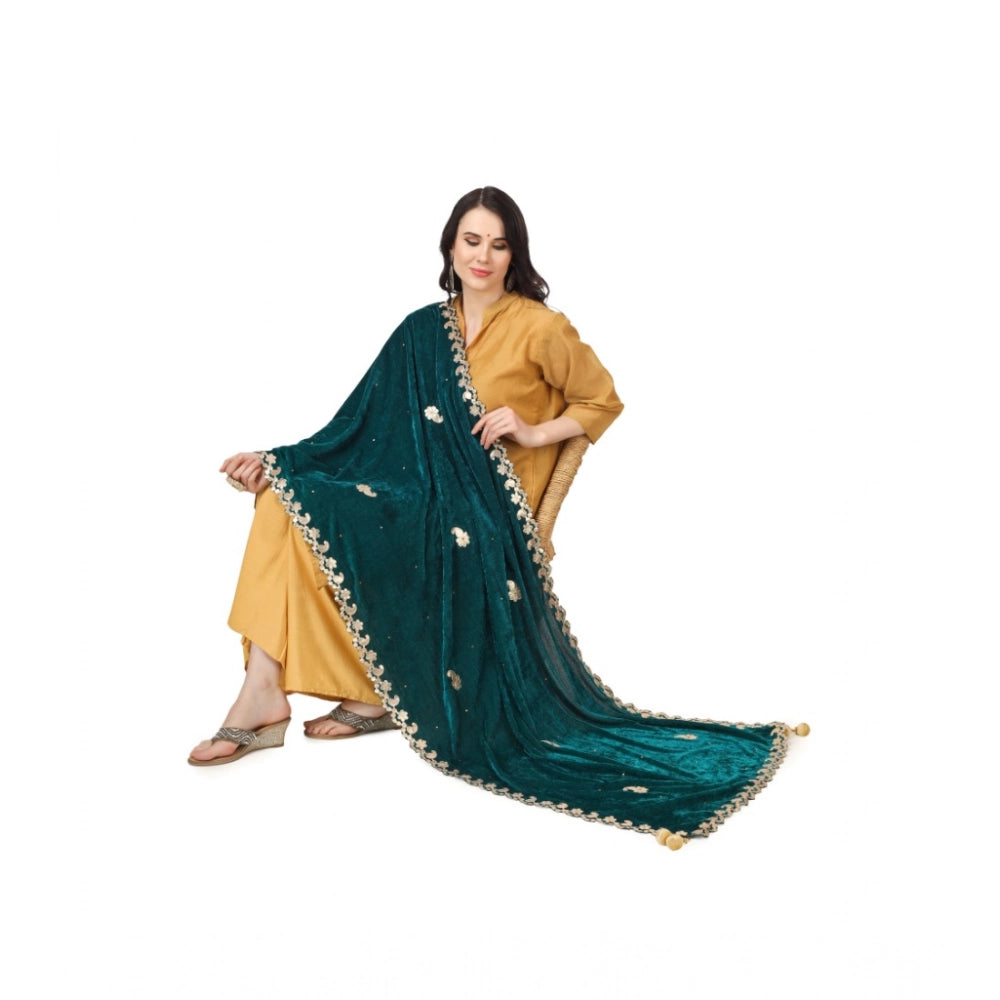 Vaystra Velvet Gotta Patti Dupatta – Dark Green