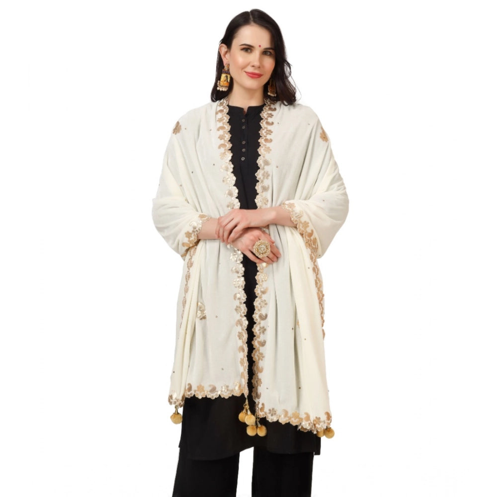 Vaystra Velvet Gotta Patti Dupatta – Off White
