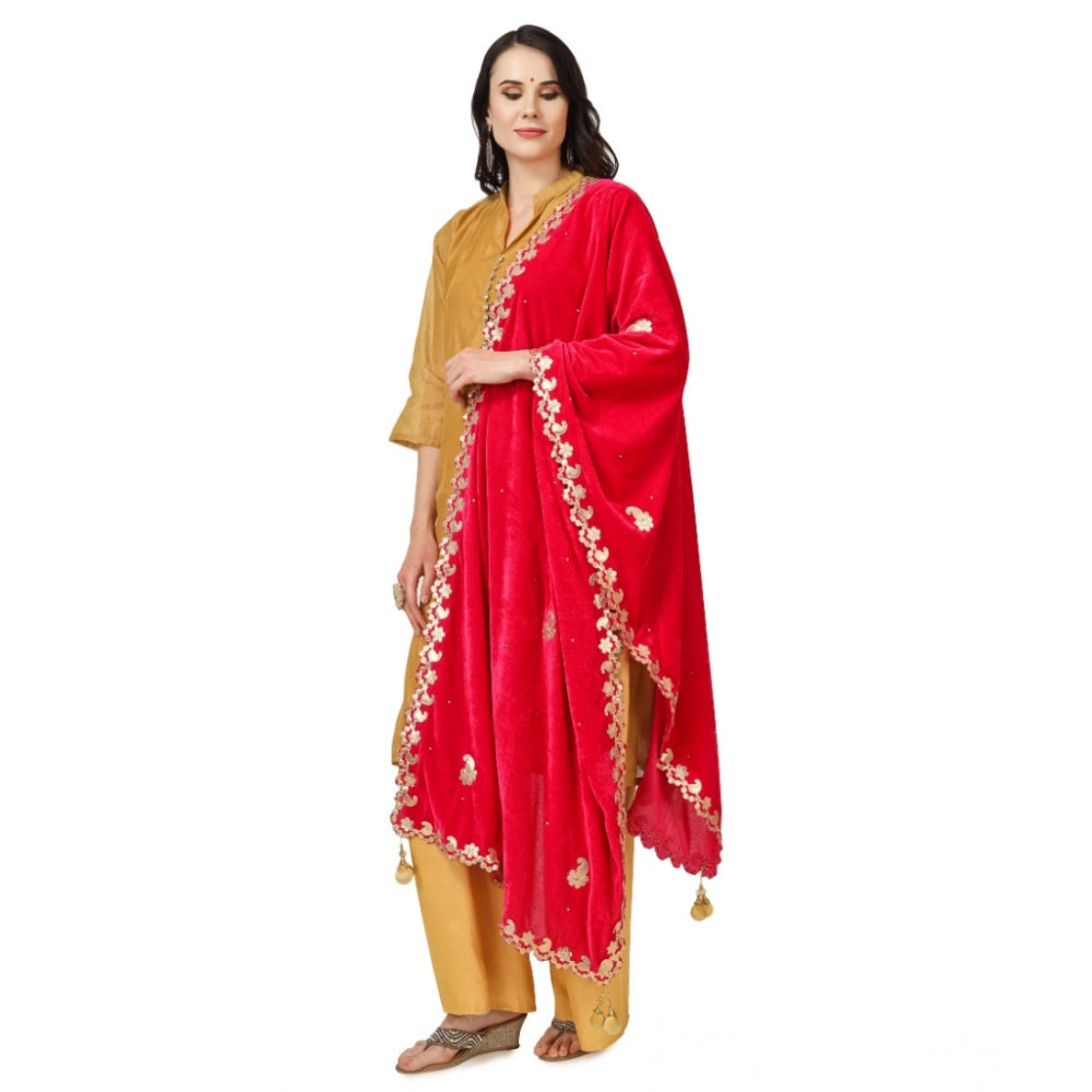 Vaystra Velvet Gotta Patti Dupatta – Pink