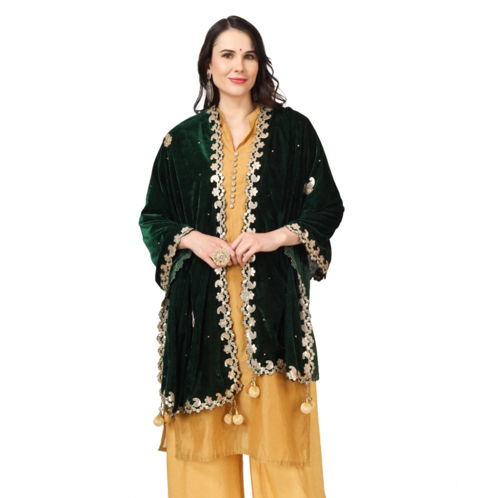 Vaystra Velvet Gotta Patti Dupatta – Green