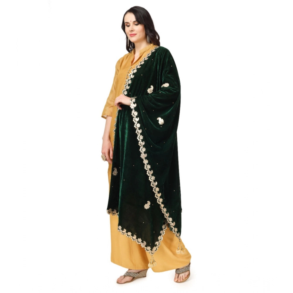 Vaystra Velvet Gotta Patti Dupatta – Green