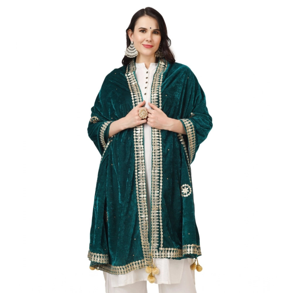 Vaystra Velvet Gotta Patti Dupatta – Dark Green