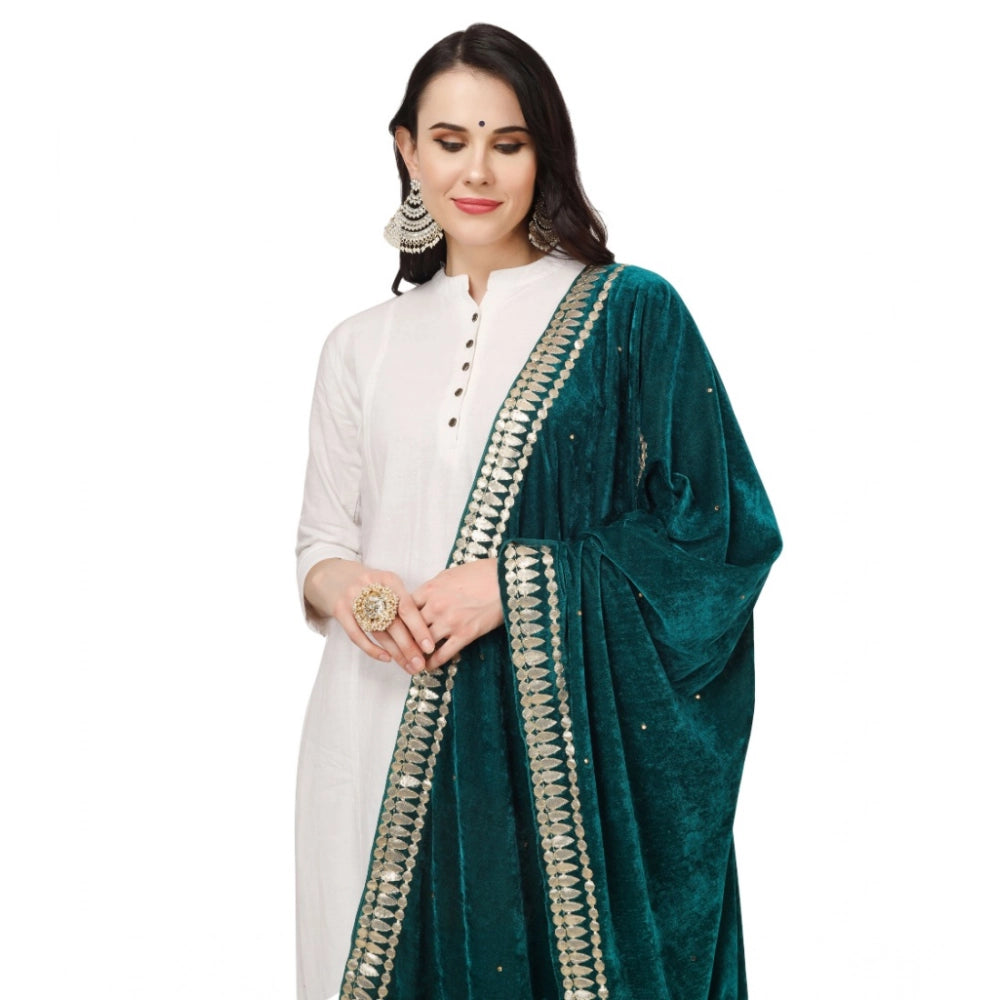 Vaystra Velvet Gotta Patti Dupatta – Dark Green