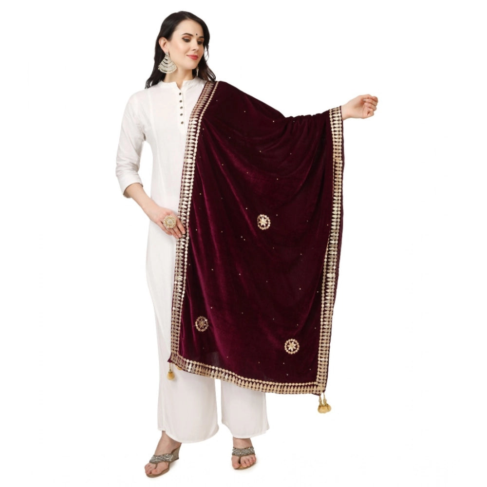 Vaystra Velvet Gotta Patti Dupatta – Purple