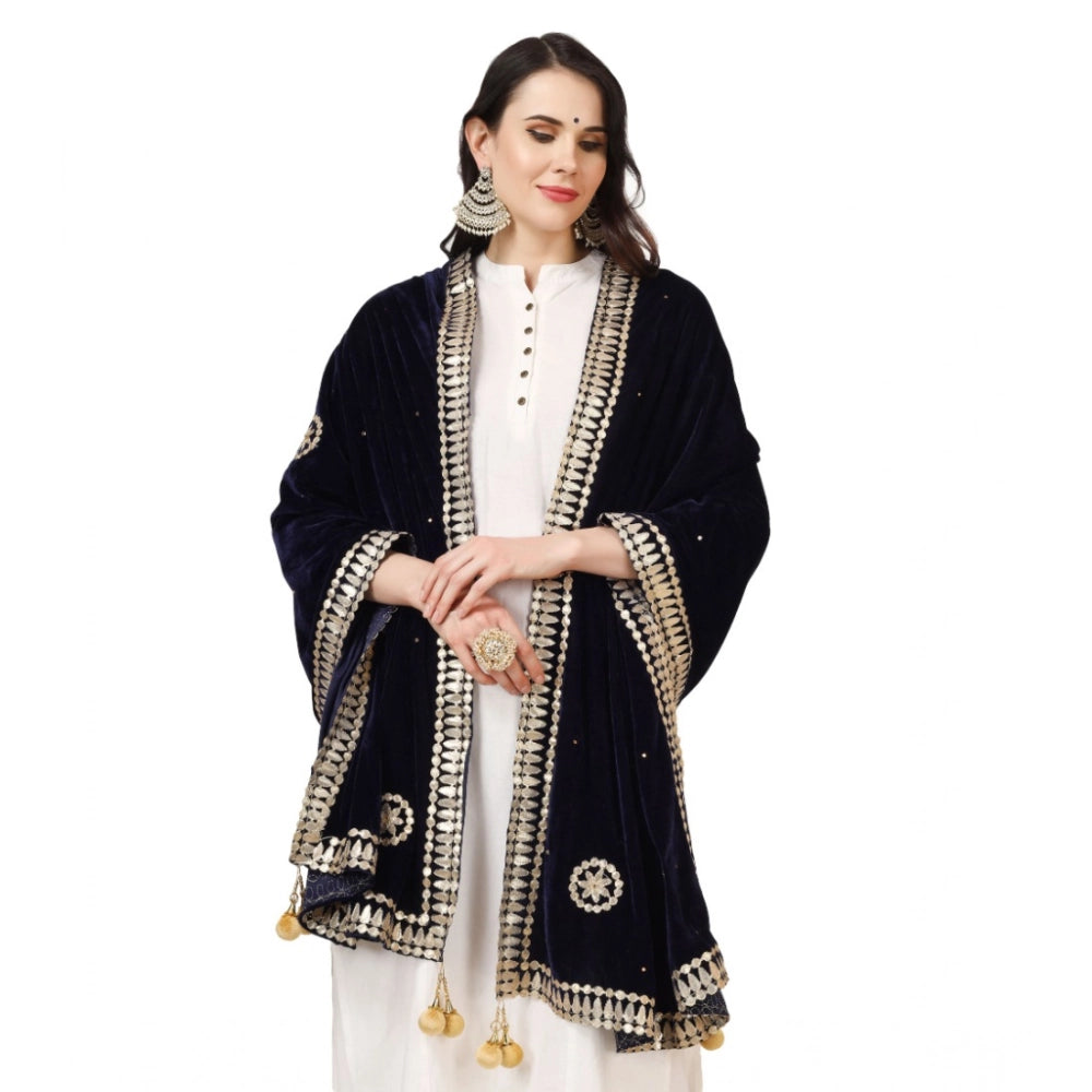 Vaystra Velvet Gotta Patti Dupatta – Blue