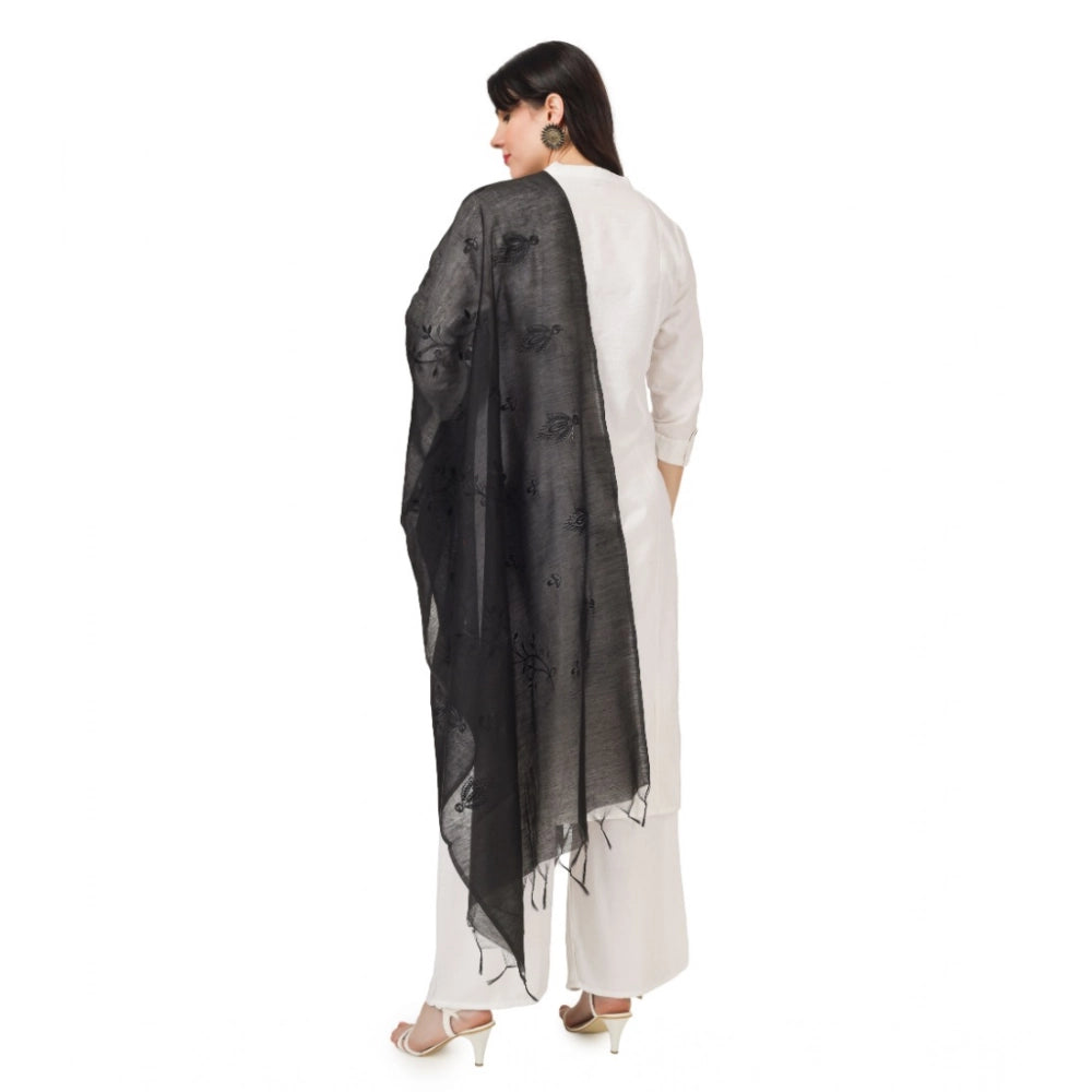 Vaystra Cotton Embroidered Dupatta – Black