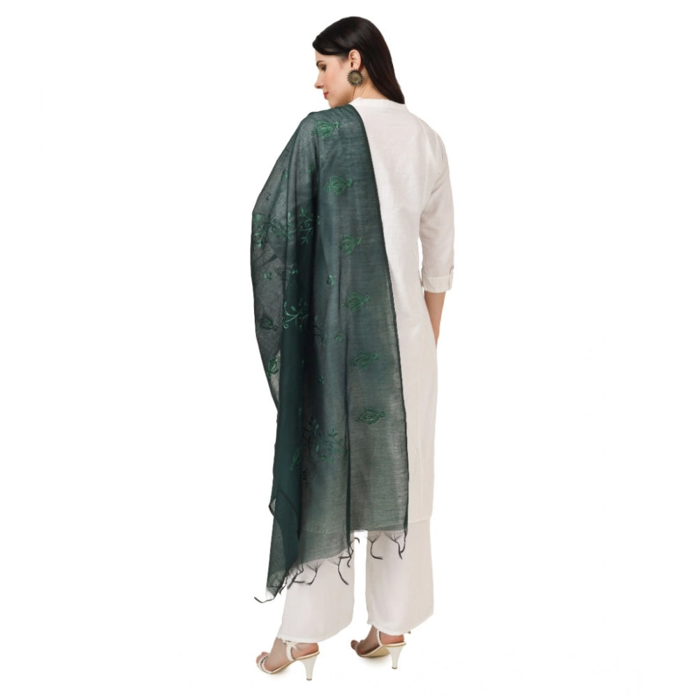 Vaystra Cotton Embroidered Dupatta – Green
