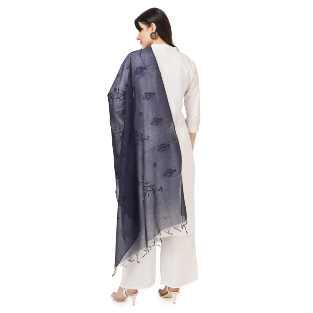 Vaystra Cotton Embroidered Dupatta – Dark Blue