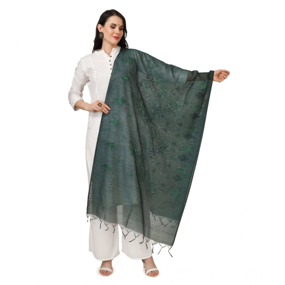 Vaystra Cotton Embroidered Dupatta – Green