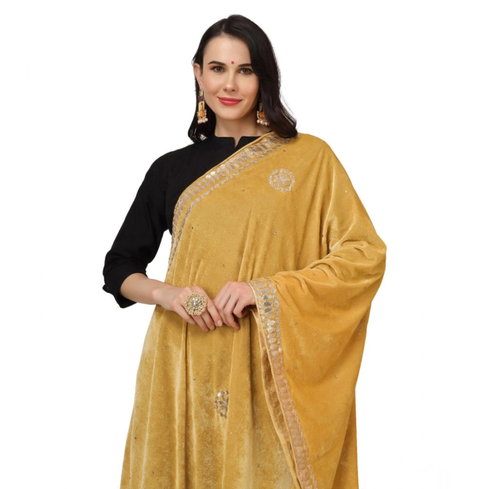 Vaystra Velvet Gotta Patti Dupatta – Yellow