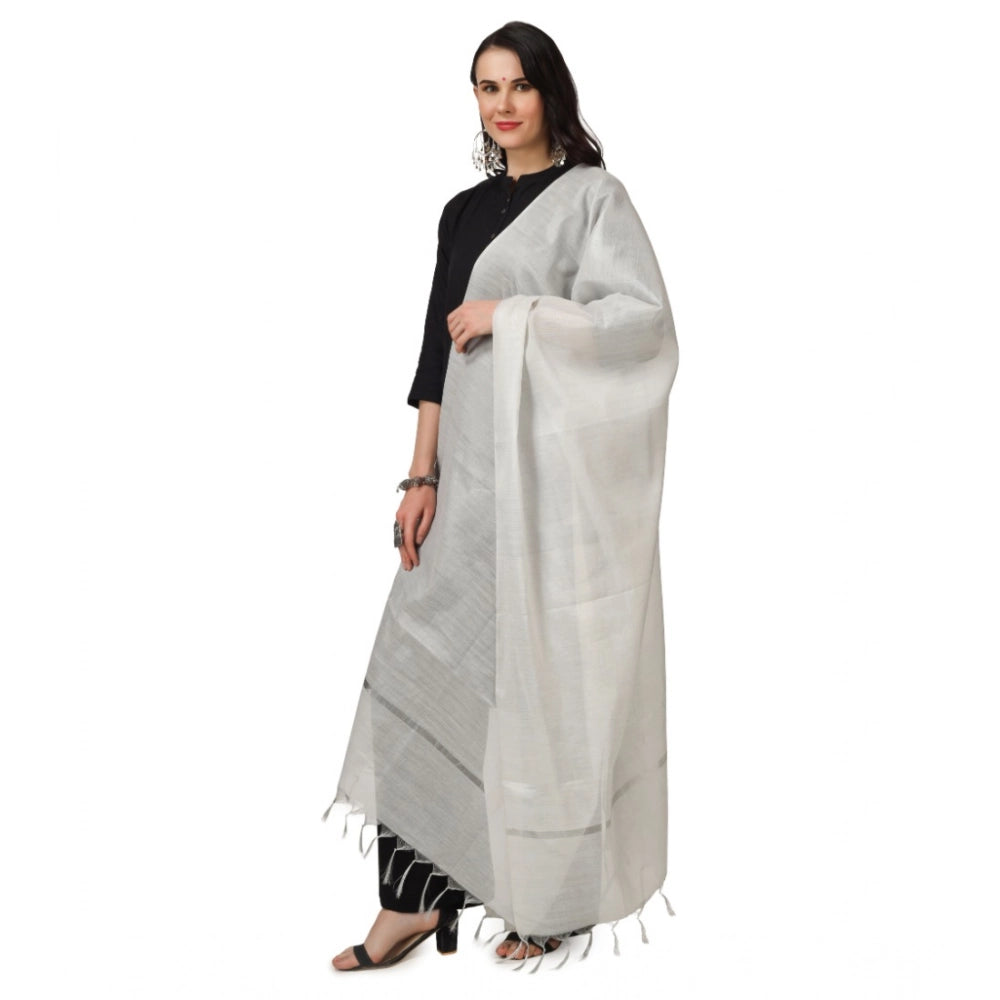 Vaystra Chanderi Solid Dupatta – White