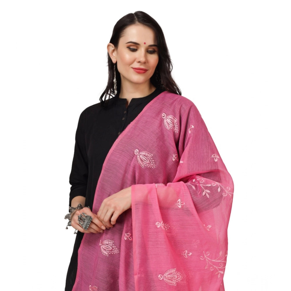 Vaystra Cotton Embroidered Dupatta – Pink