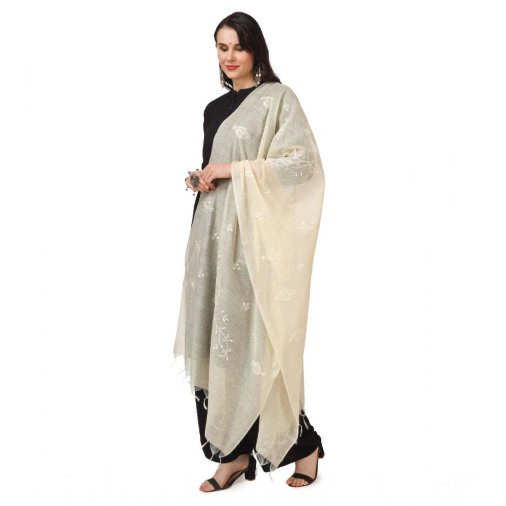 Vaystra Cotton Embroidered Dupatta – Off White