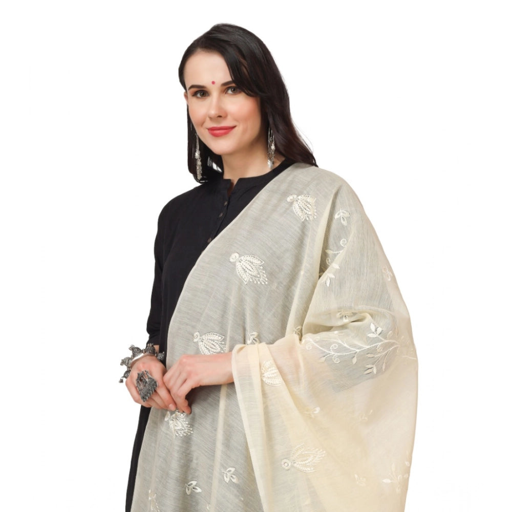 Vaystra Cotton Embroidered Dupatta – Off White