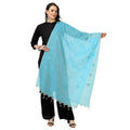 Vaystra Cotton Embroidered Dupatta – Aqua Blue