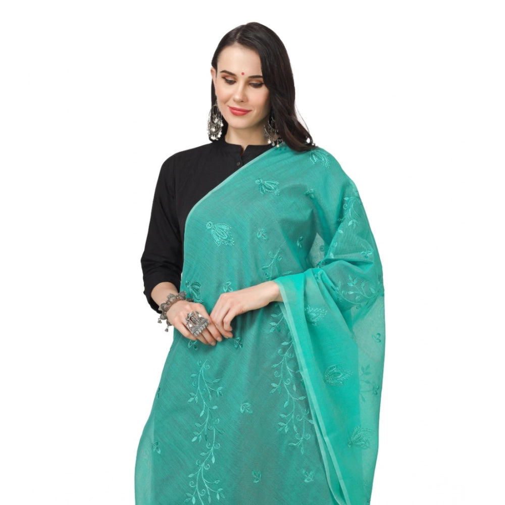Vaystra Cotton Embroidered Dupatta – Turquoise