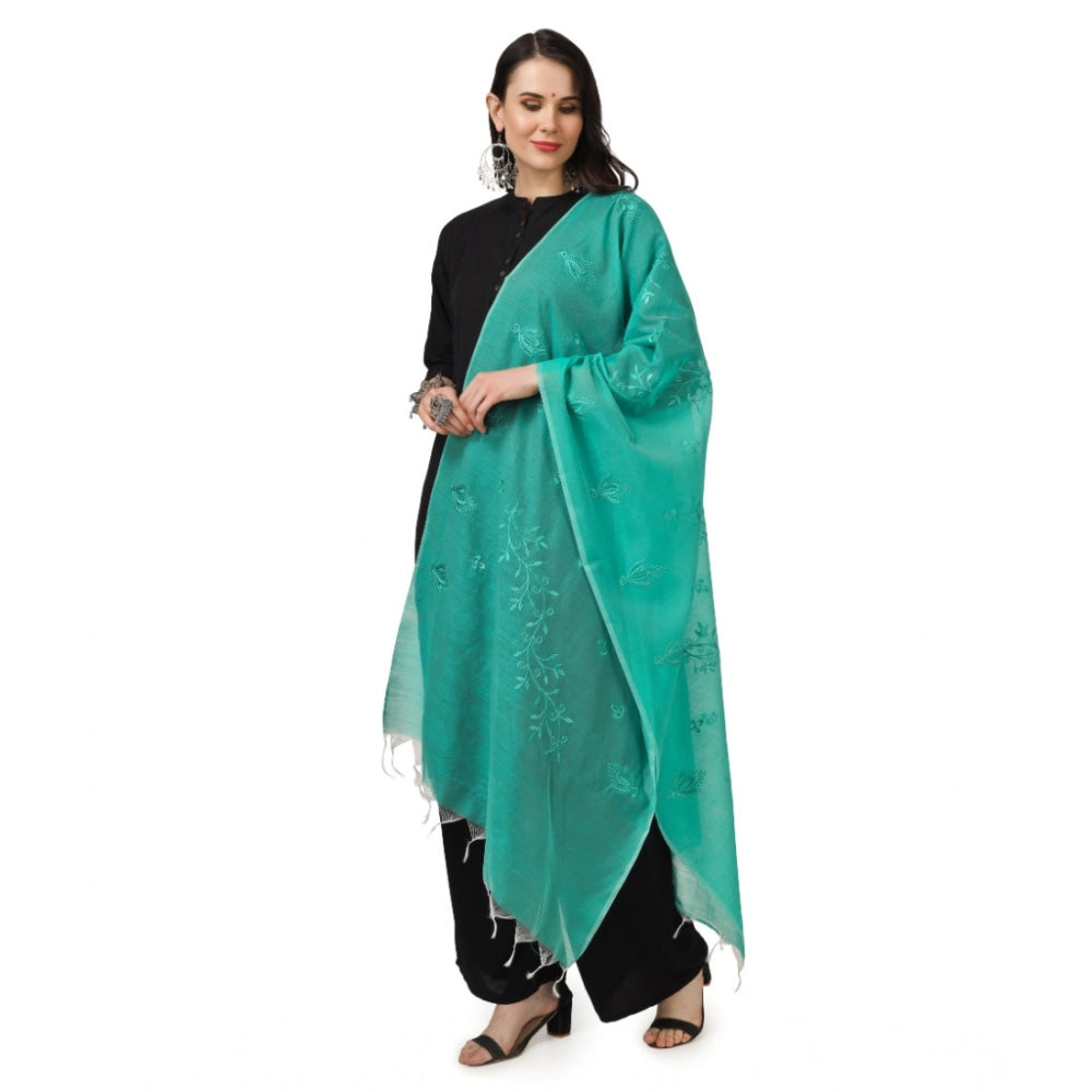 Vaystra Cotton Embroidered Dupatta – Turquoise