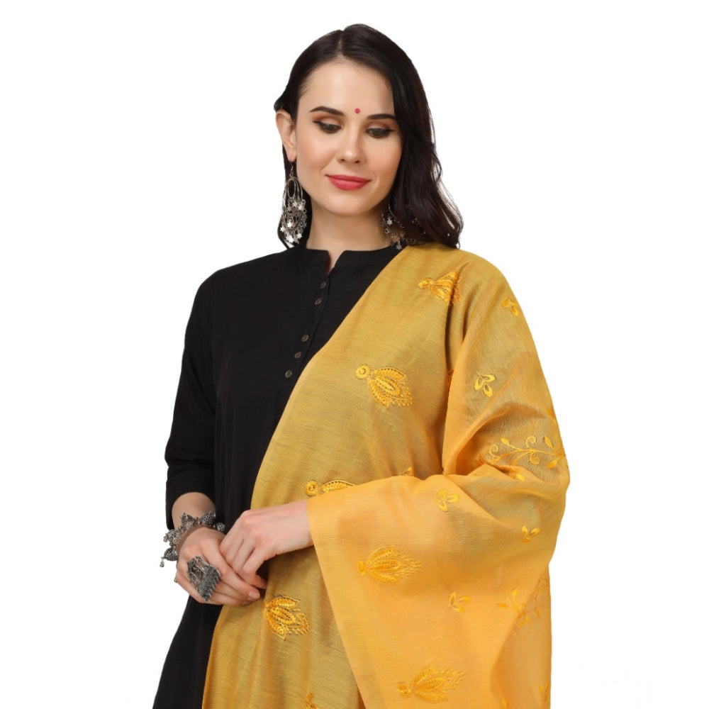 Vaystra Cotton Embroidered Dupatta – Yellow