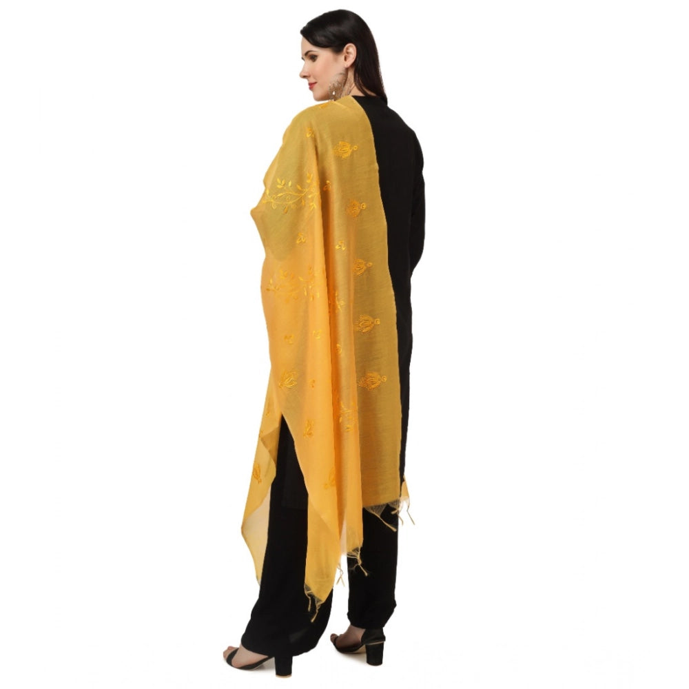 Vaystra Cotton Embroidered Dupatta – Yellow
